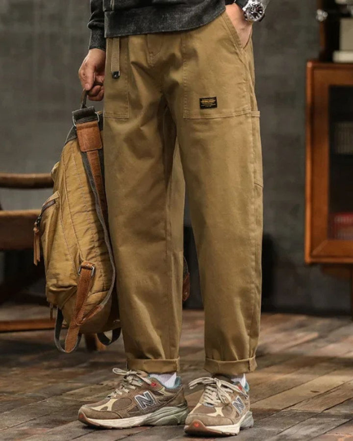 Men’s Straight Leg Cargo Trousers – Utility Fit with Pleated Waist