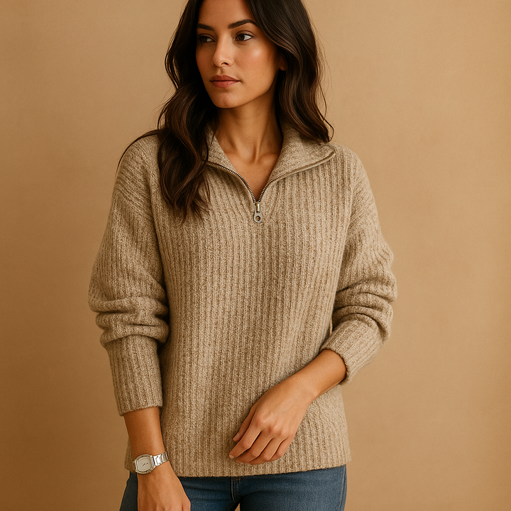Women's Half-Zip Jumper with Tailored Fit