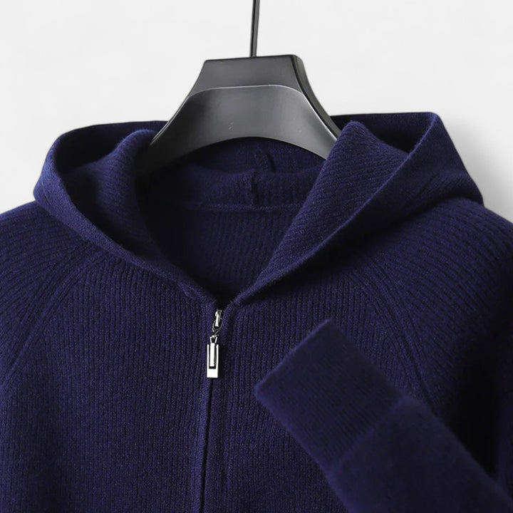 Men’s Zipped Knit Hoodie | Warm, Refined & Ideal for Cold Seasons