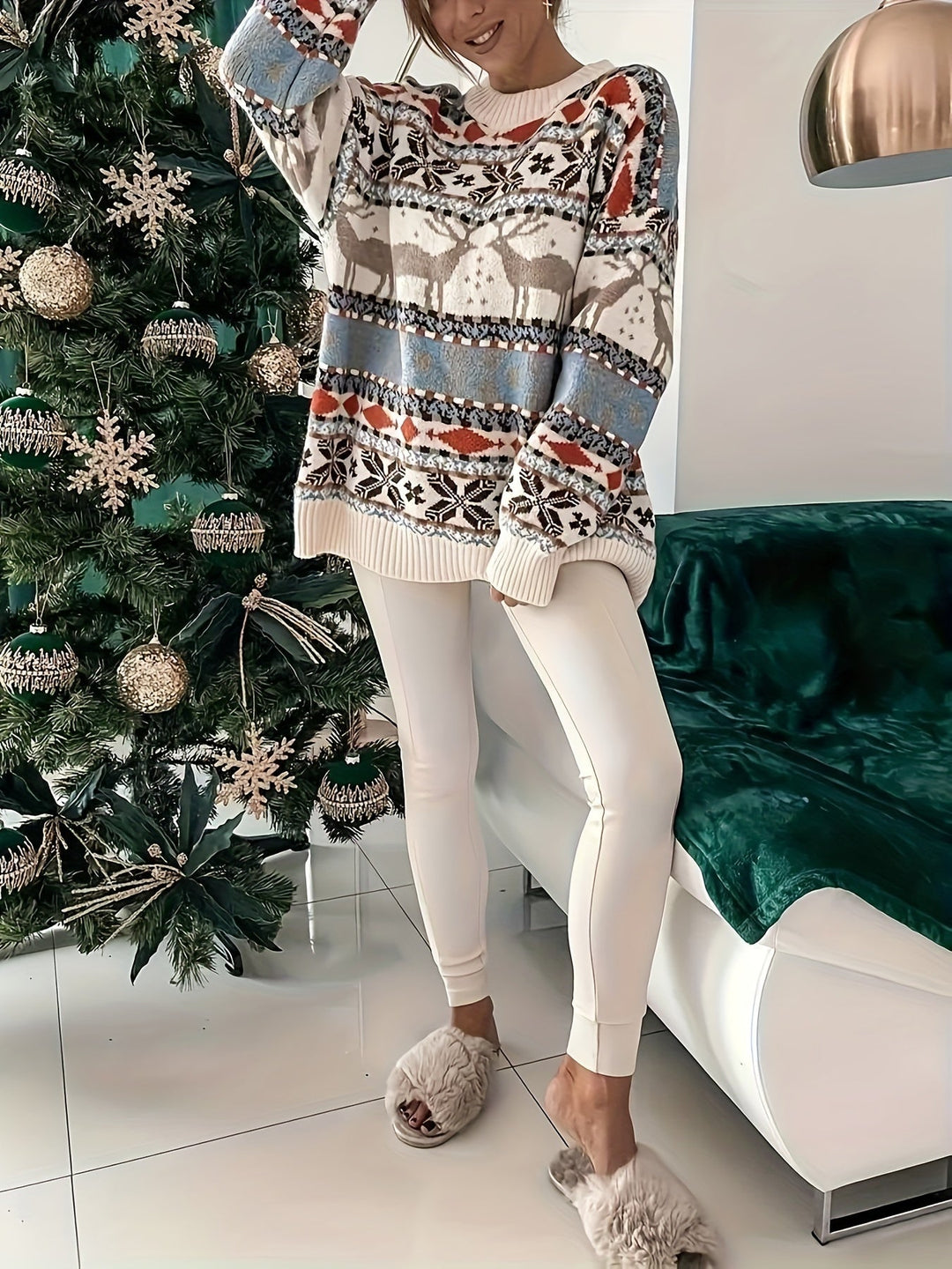 Women’s Reindeer Knit Jumper | Cosy Fit and Festive Winter Design