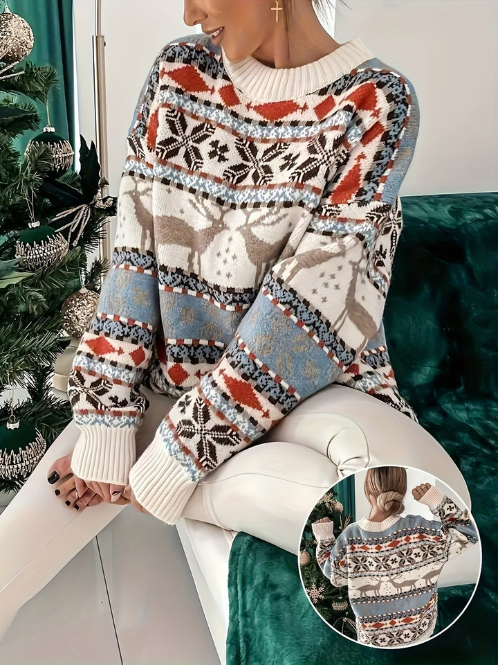 Women’s Reindeer Knit Jumper | Cosy Fit and Festive Winter Design