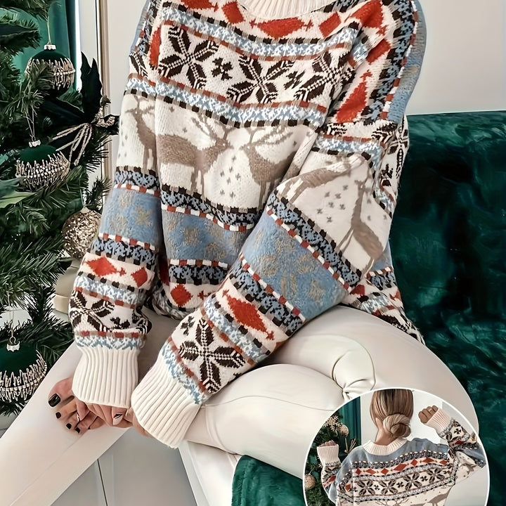 Women’s Reindeer Knit Jumper | Cosy Fit and Festive Winter Design
