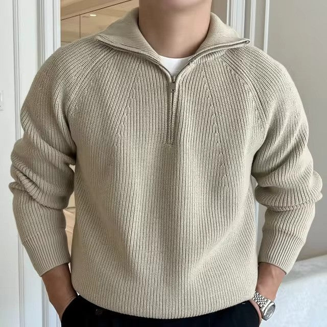 Men's Quarter-Zip Jumper with Stripe Detail