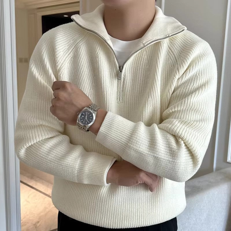 Men's Quarter-Zip Jumper with Stripe Detail