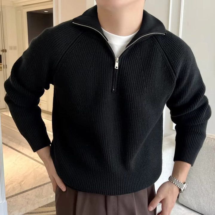 Men's Quarter-Zip Jumper with Stripe Detail