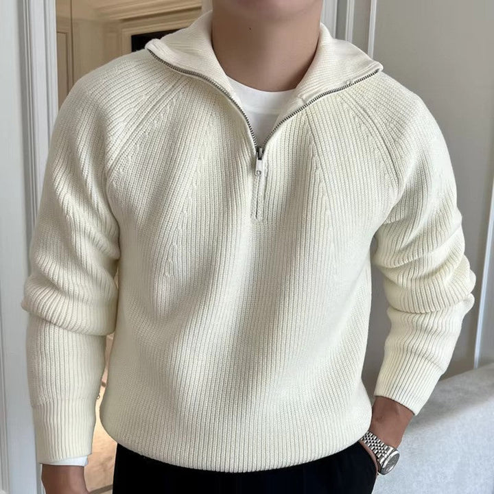 Men's Quarter-Zip Jumper with Stripe Detail