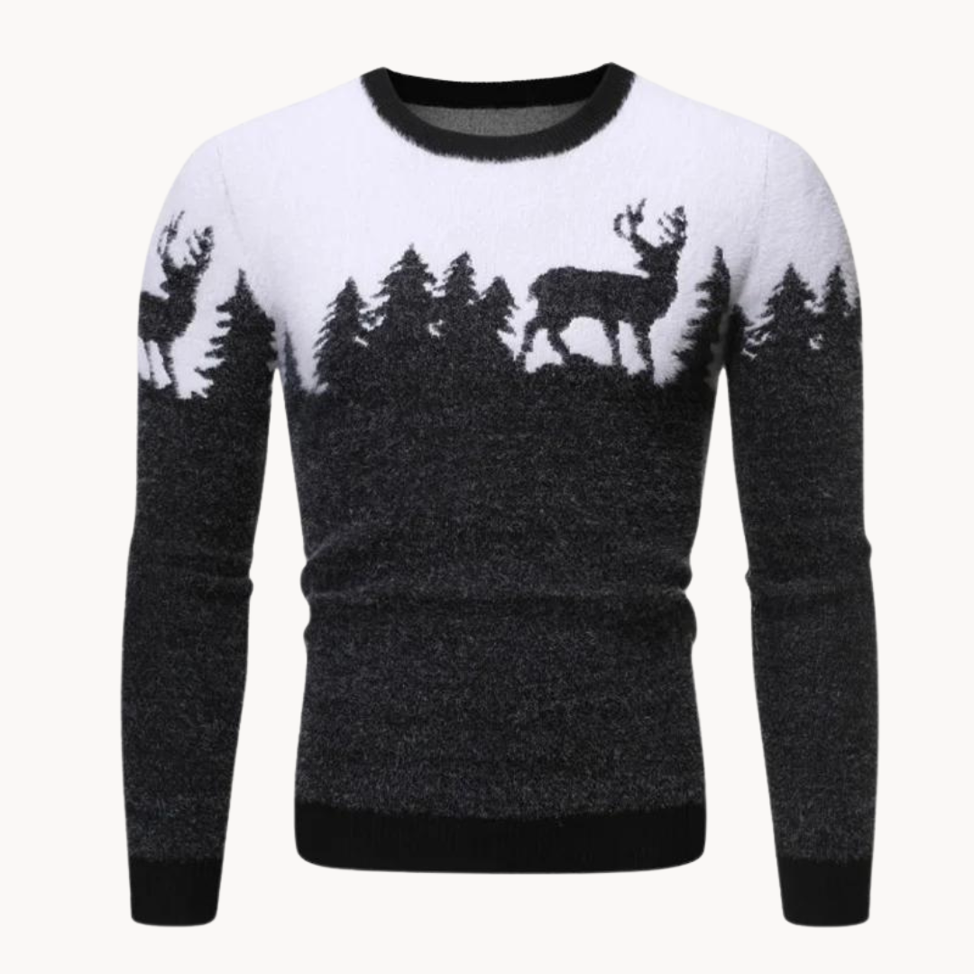 Men’s Festive Knit Jumper | Christmas Tree and Reindeer Design