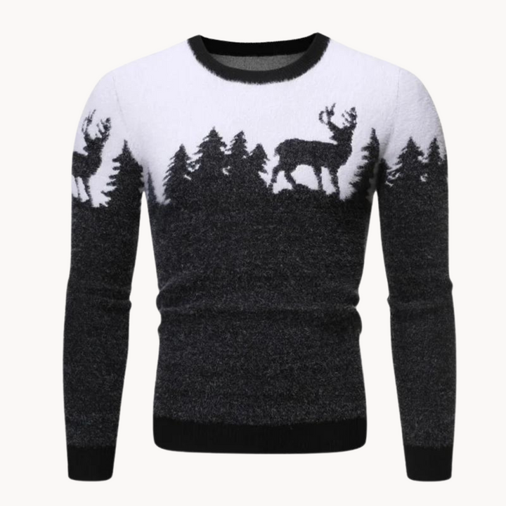 Men’s Festive Knit Jumper | Christmas Tree and Reindeer Design