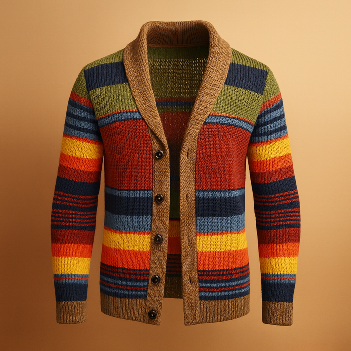 Men’s Chunky Knit Cardigan with Buttons – Vintage Style