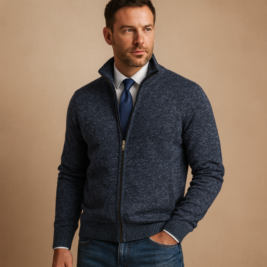 Men's Zip Cardigan with Modern Fit