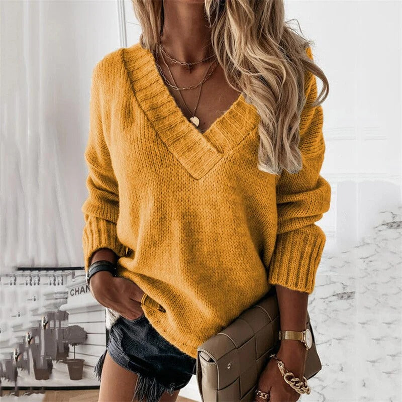 Women’s V-Neck Knit Jumper | Soft Texture and Relaxed Everyday Fit