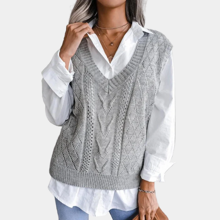 Women’s Cable Knit V-Neck Vest | Easy Layering and Timeless Style