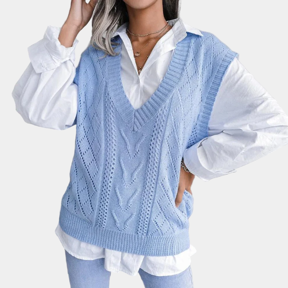 Women’s Cable Knit V-Neck Vest | Easy Layering and Timeless Style
