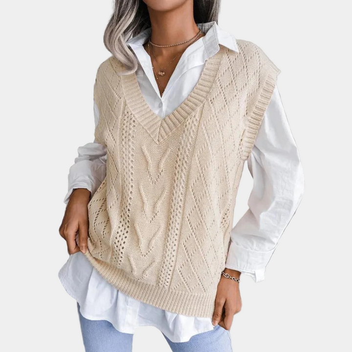 Women’s Cable Knit V-Neck Vest | Easy Layering and Timeless Style