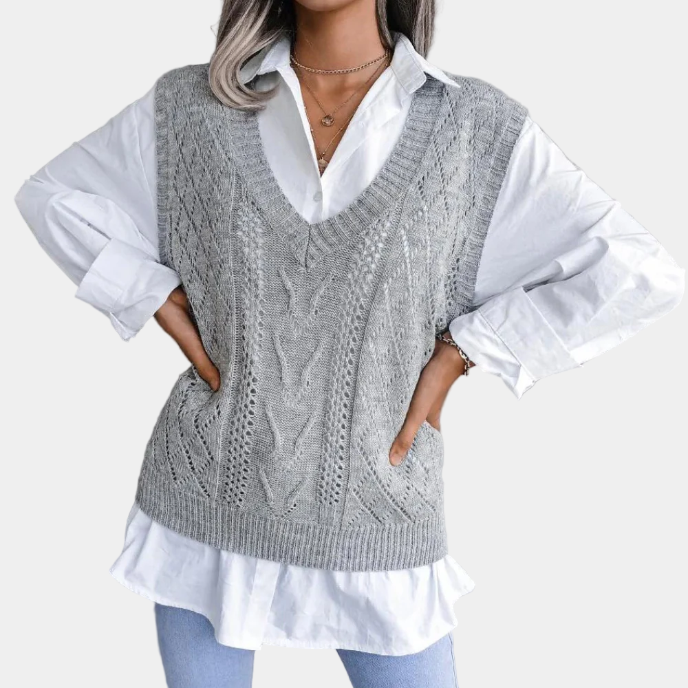 Women’s Cable Knit V-Neck Vest | Easy Layering and Timeless Style