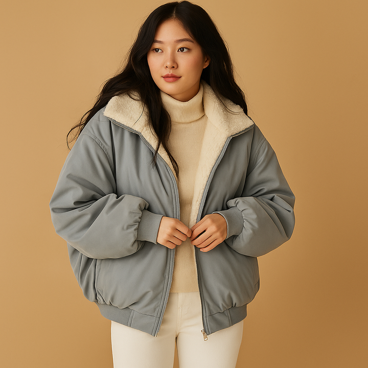 Women’s Short Winter Coat with Hood – Warm & Stylish