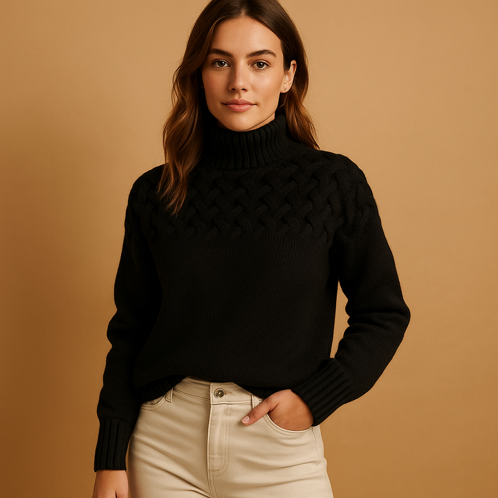 Women’s Knitted Turtleneck Sweater with Soft Texture