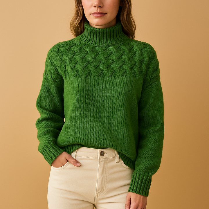 Women’s Knitted Turtleneck Sweater with Soft Texture
