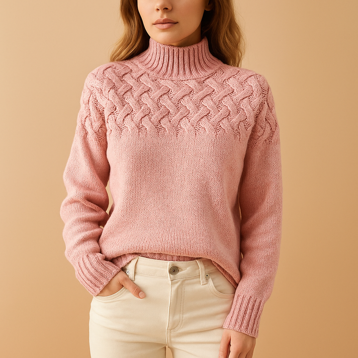 Women’s Knitted Turtleneck Sweater with Soft Texture