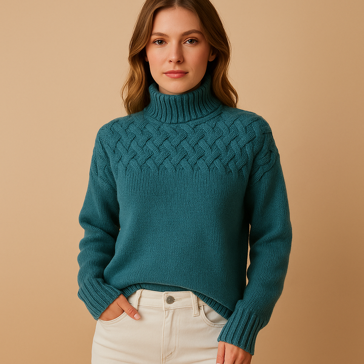 Women’s Knitted Turtleneck Sweater with Soft Texture