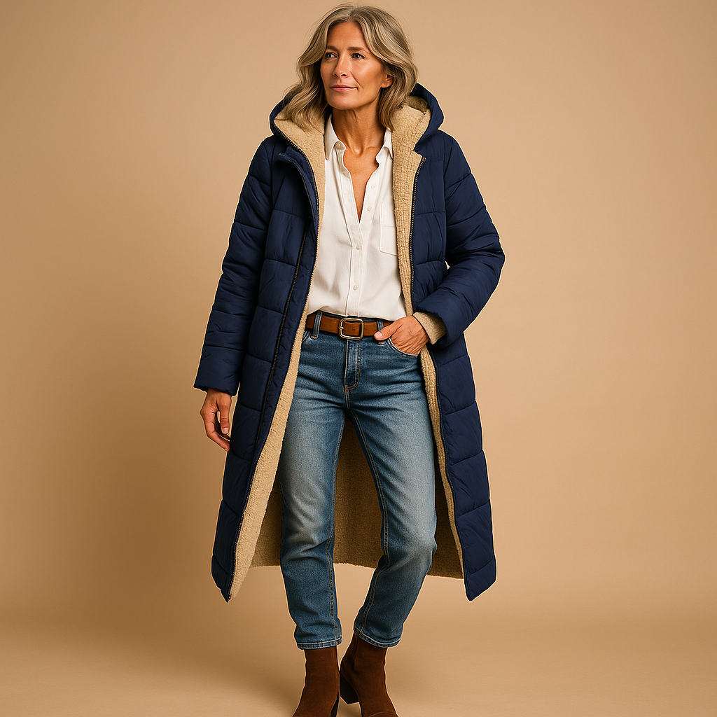 Women’s Long Padded Coat – Quilted Design & Winter Warmth