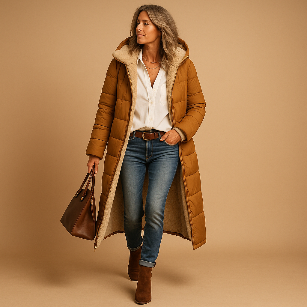 Women’s Long Padded Coat – Quilted Design & Winter Warmth