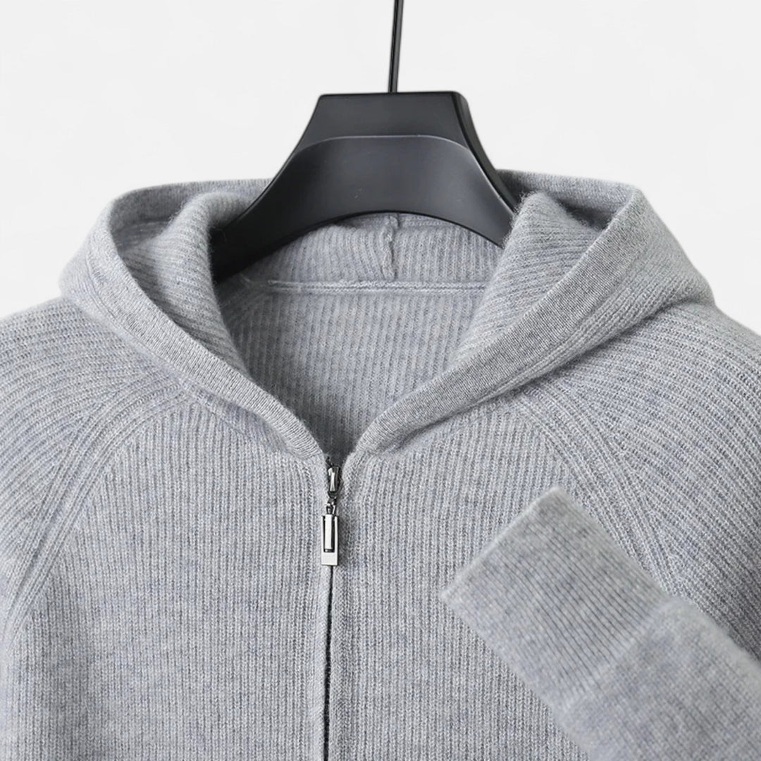 Men’s Zipped Knit Hoodie | Warm, Refined & Ideal for Cold Seasons