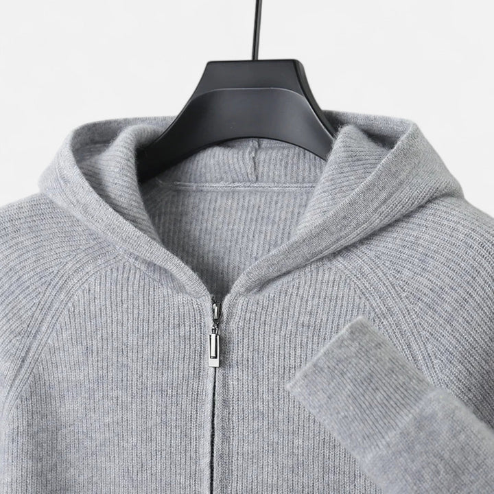 Men’s Zipped Knit Hoodie | Warm, Refined & Ideal for Cold Seasons