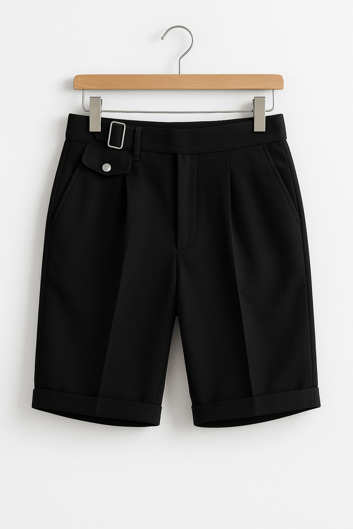 Men’s Pleated Shorts with Side Buckles | Smart Summer Style