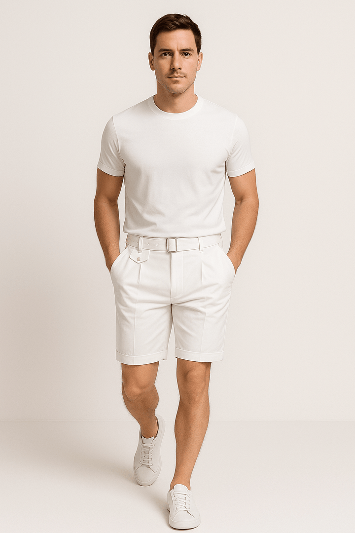 Men’s Pleated Shorts with Side Buckles | Smart Summer Style