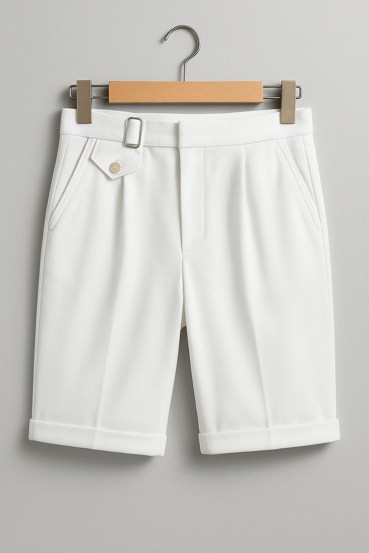 Men’s Pleated Shorts with Side Buckles | Smart Summer Style