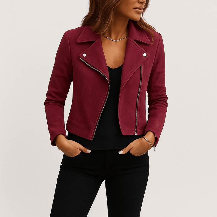 Suede Look Biker Jacket for Women | Cool & Elegant