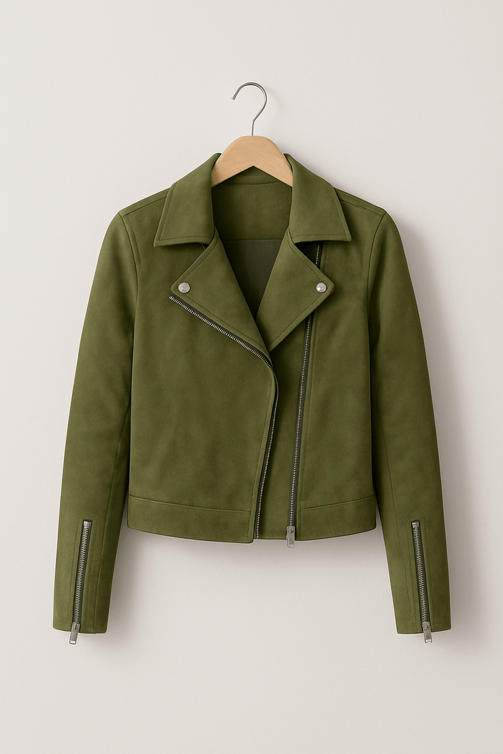 Suede Look Biker Jacket for Women | Cool & Elegant