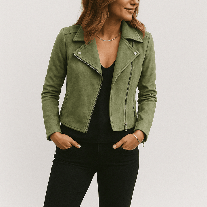 Suede Look Biker Jacket for Women | Cool & Elegant