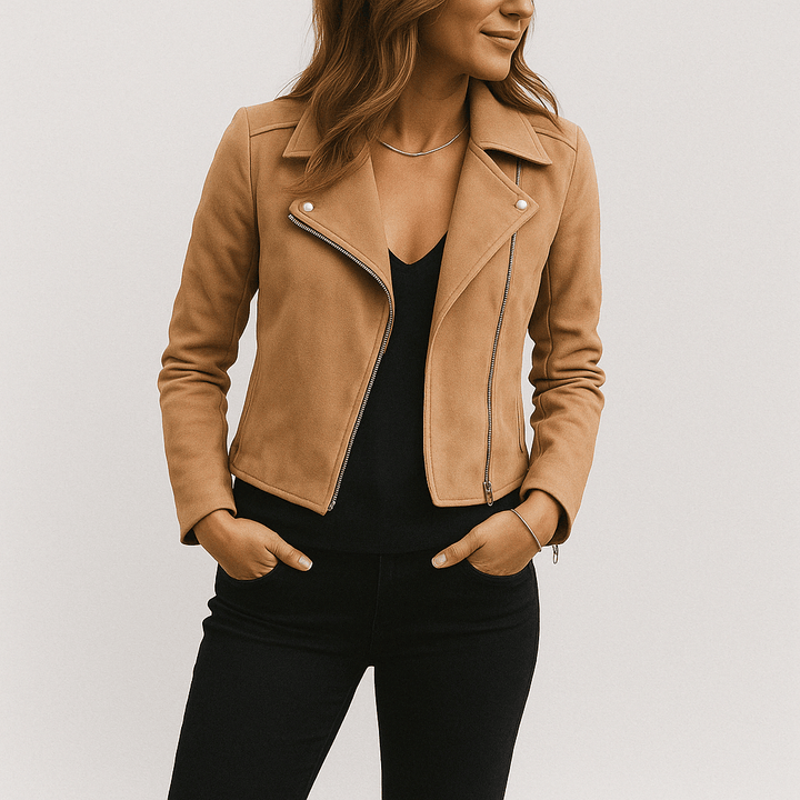 Suede Look Biker Jacket for Women | Cool & Elegant