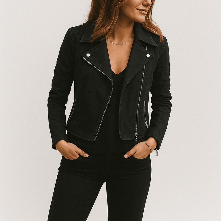 Suede Look Biker Jacket for Women | Cool & Elegant