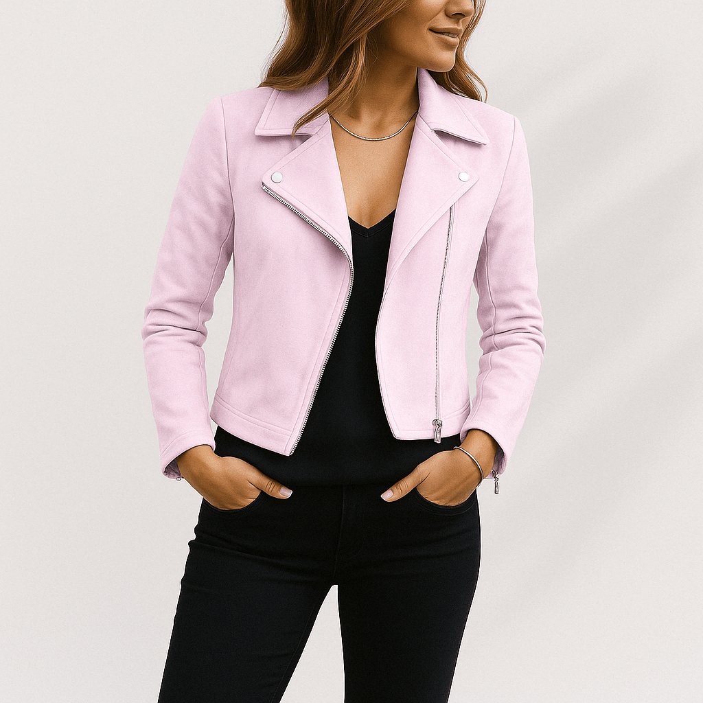 Suede Look Biker Jacket for Women | Cool & Elegant