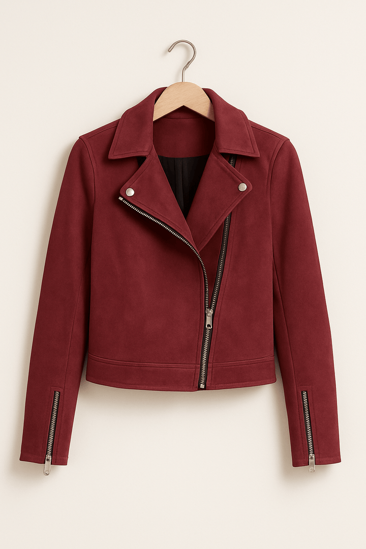 Suede Look Biker Jacket for Women | Cool & Elegant