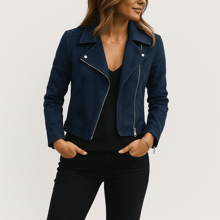 Suede Look Biker Jacket for Women | Cool & Elegant