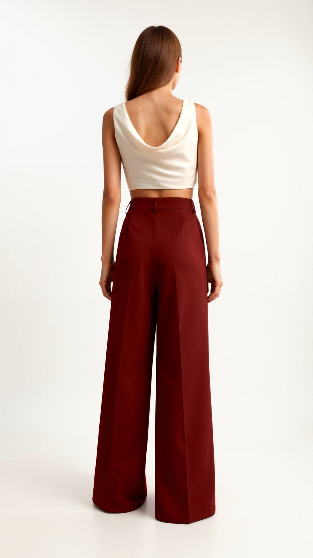 Women’s Wide-Leg Trousers – High Waist with Pleats and Side Pockets