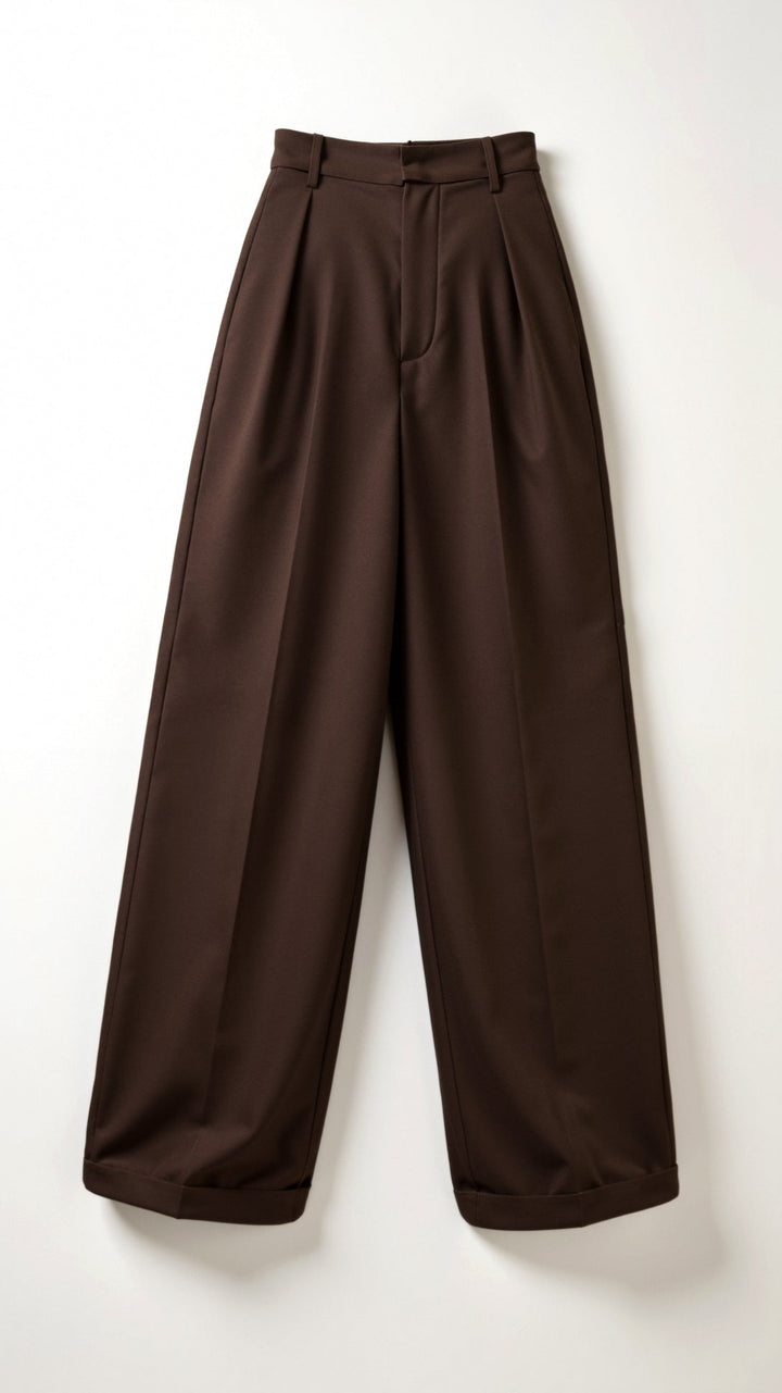 Women’s Wide-Leg Trousers – High Waist with Pleats and Side Pockets