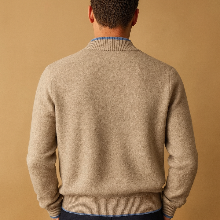 Men’s Zip Cardigan | Ribbed Collar Knit with Comfortable Everyday Fit