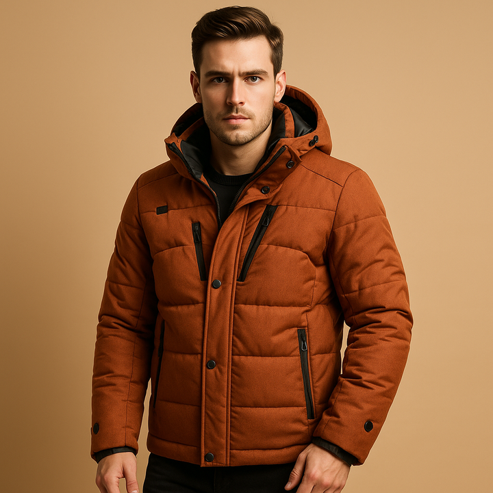 Men’s Down Parka Jacket with Hood – Warm and Windproof